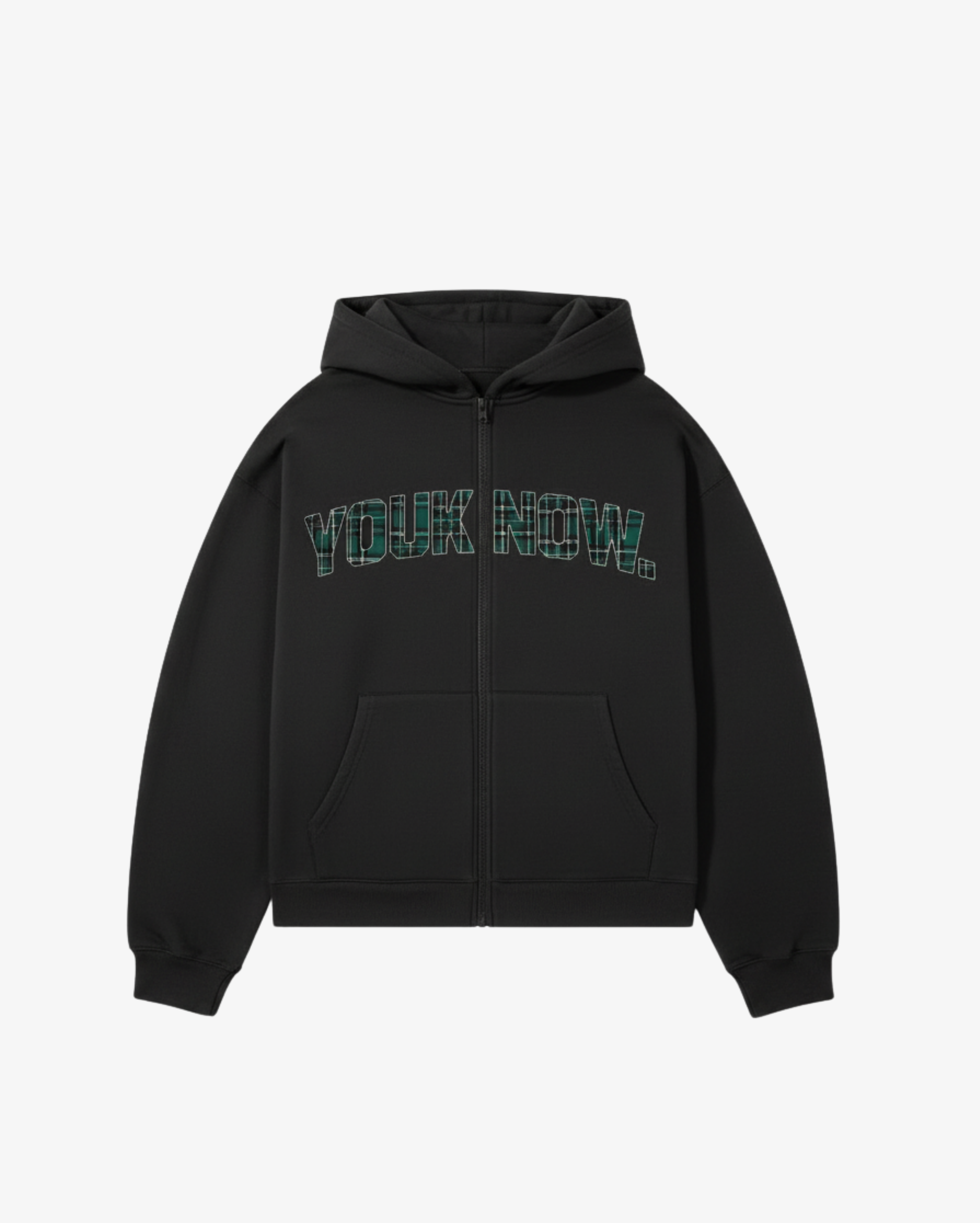 Offset Zip Up Hoodie | Black/Tartan