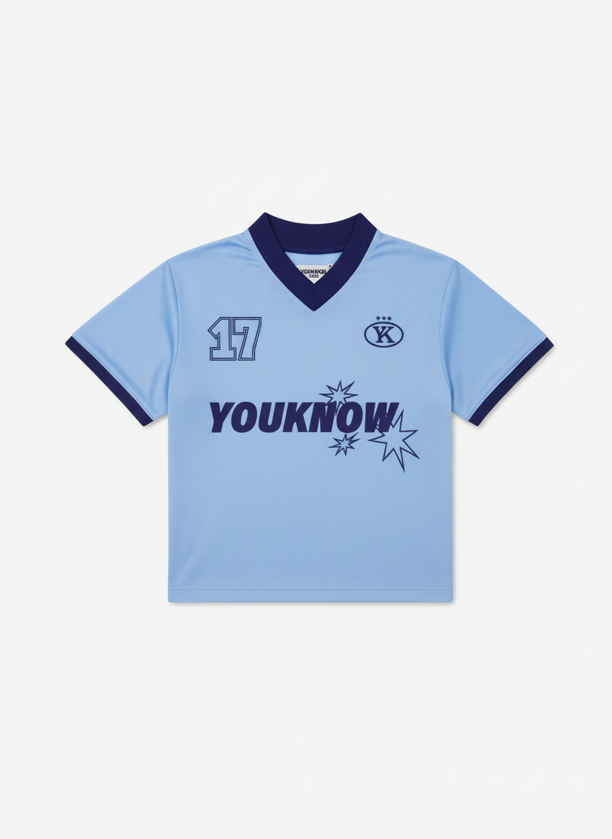 Kids Football Top | Light Blue