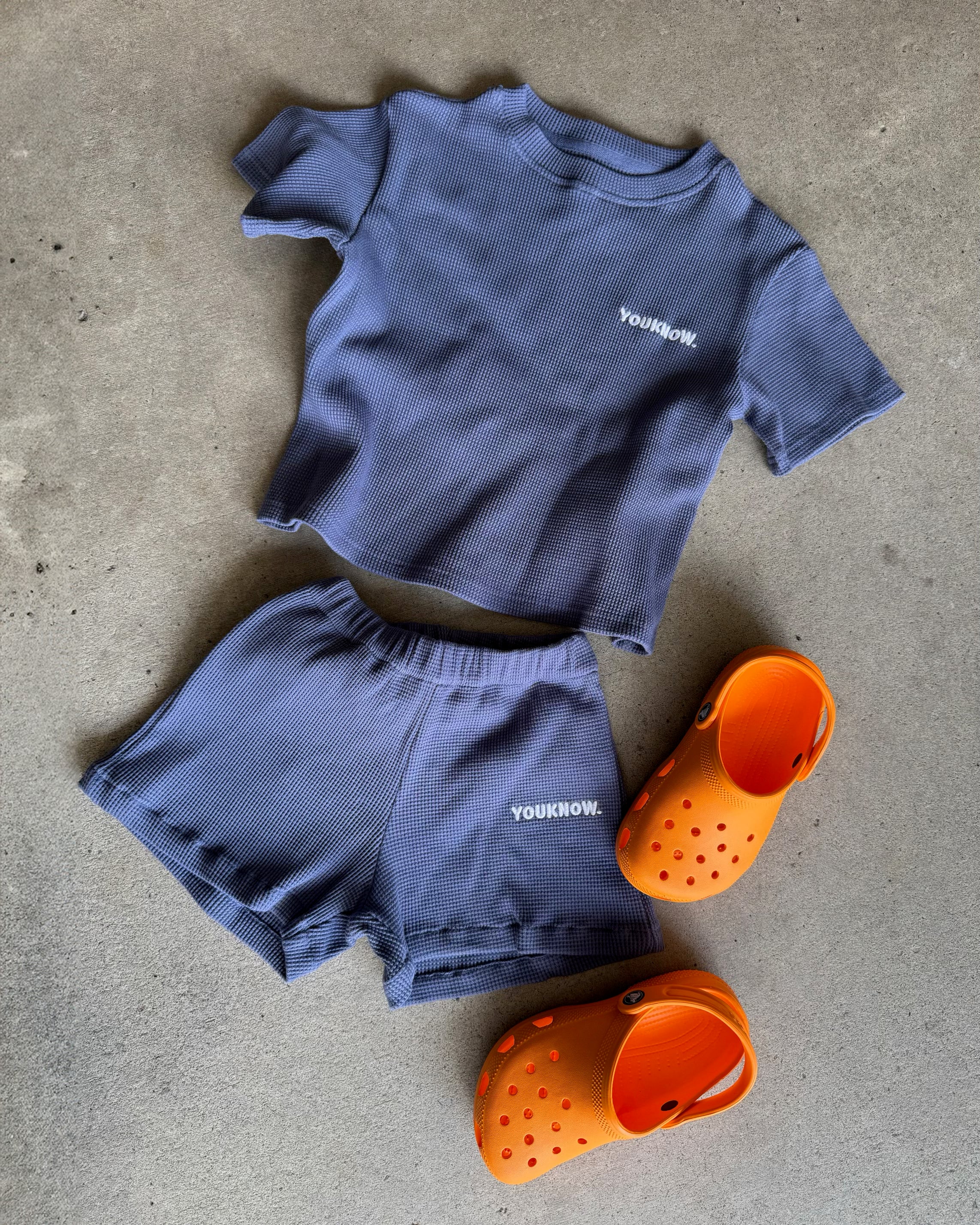 Kids Waffle Set | Denim Blue