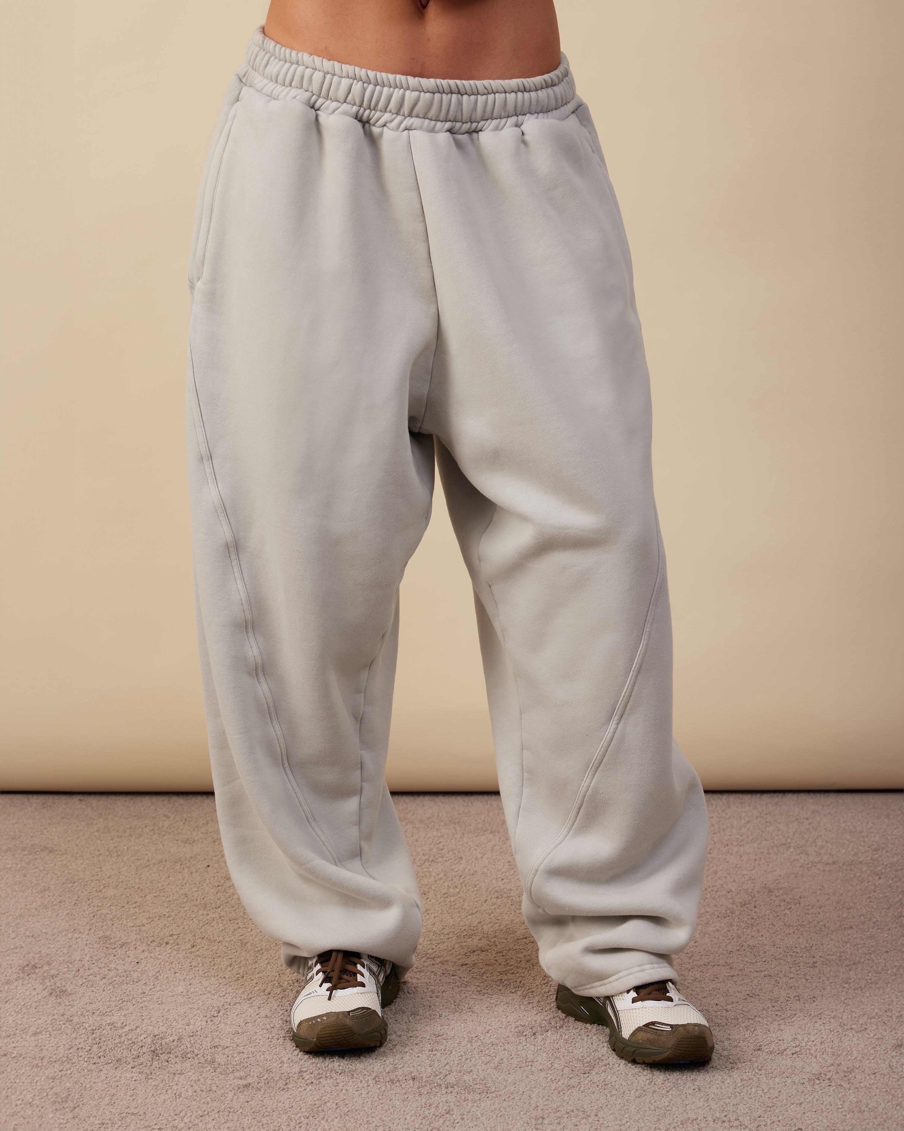 Panelled Trackpants | Light Grey