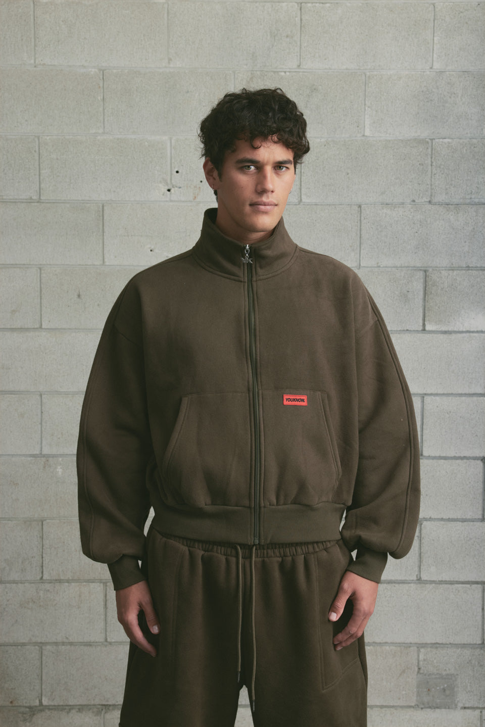 Brushed Fleece Track Jacket | Dark Olive