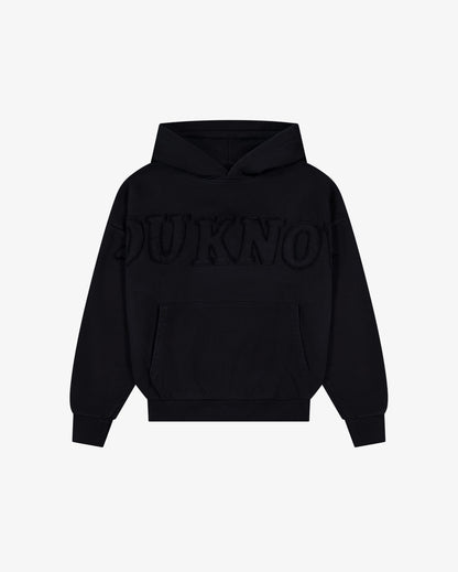 Distressed Applique Hoodie | Washed Black