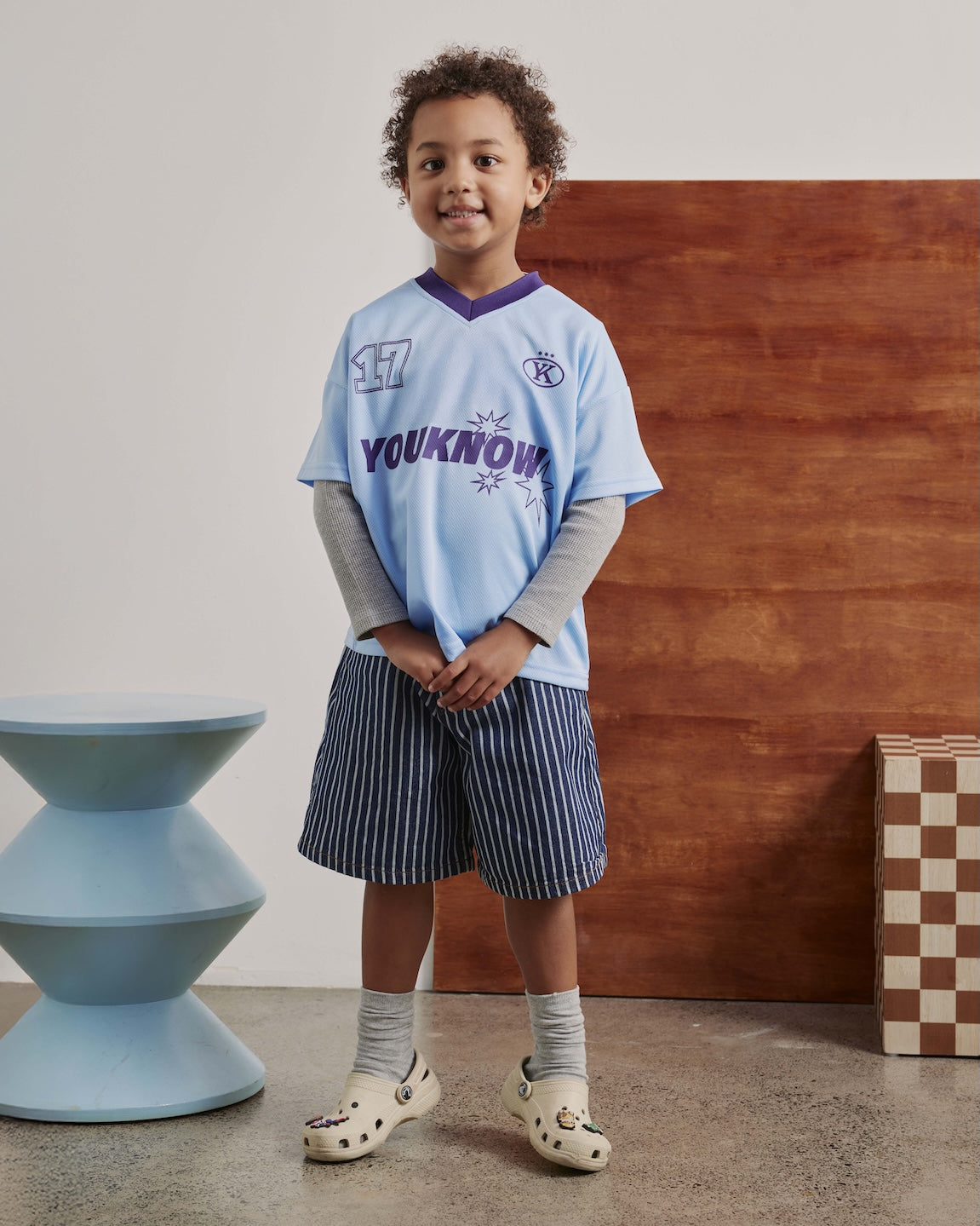 Kids Football Top | Light Blue