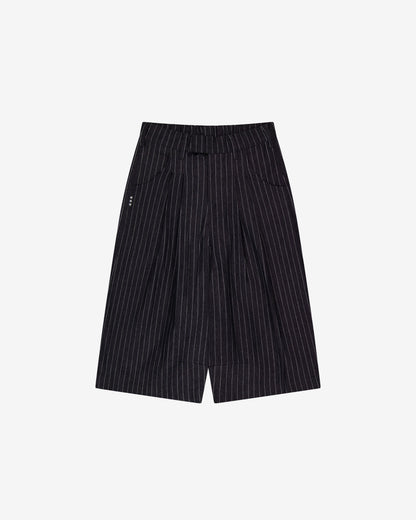 Double Pleated Shorts | NAVY PINSTRIPE