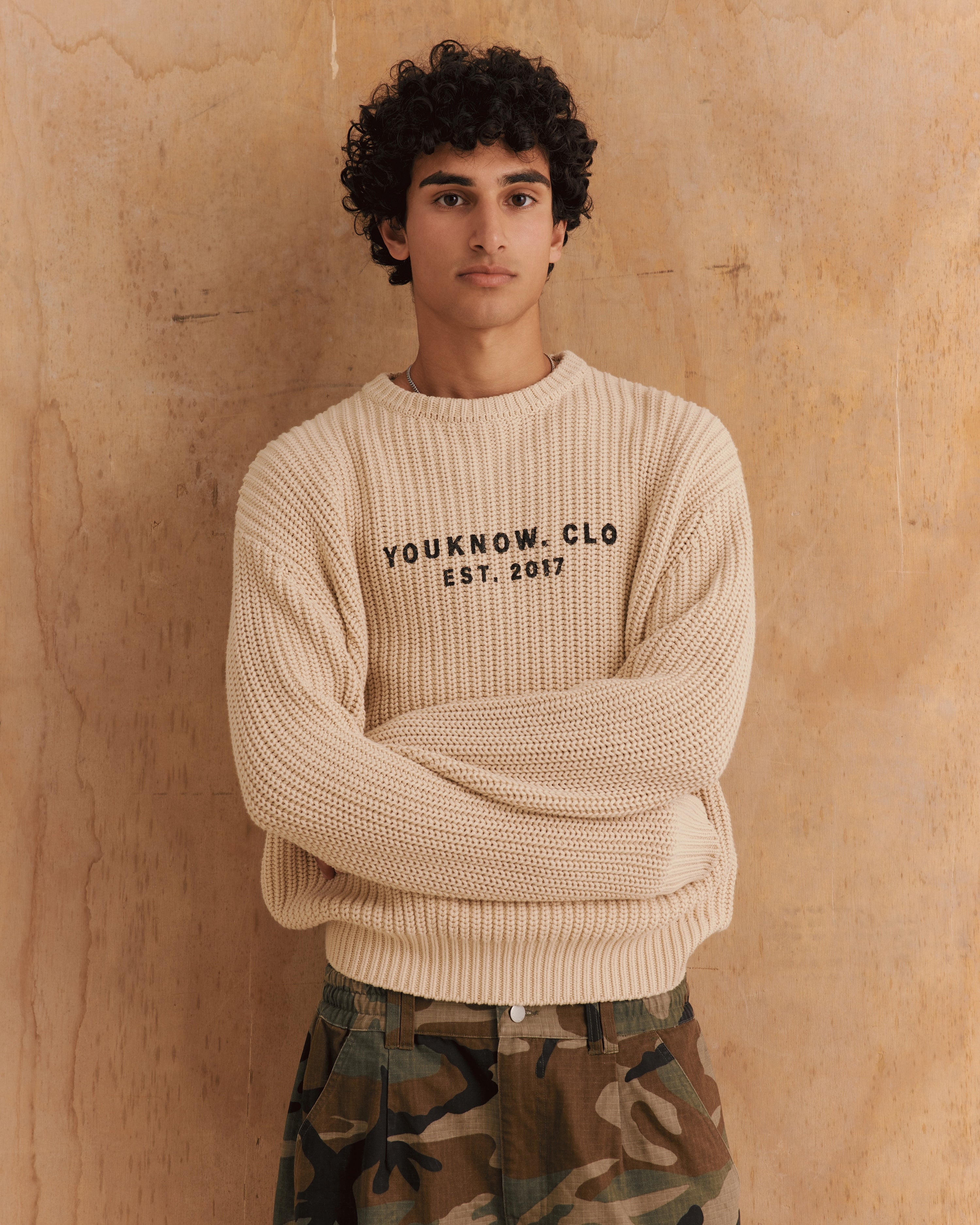 Knit Chunky Crew Sweater | Wheat-2