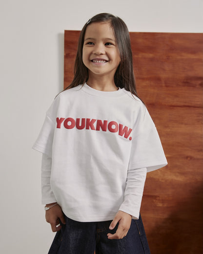 Kids Block Tee | White/Red