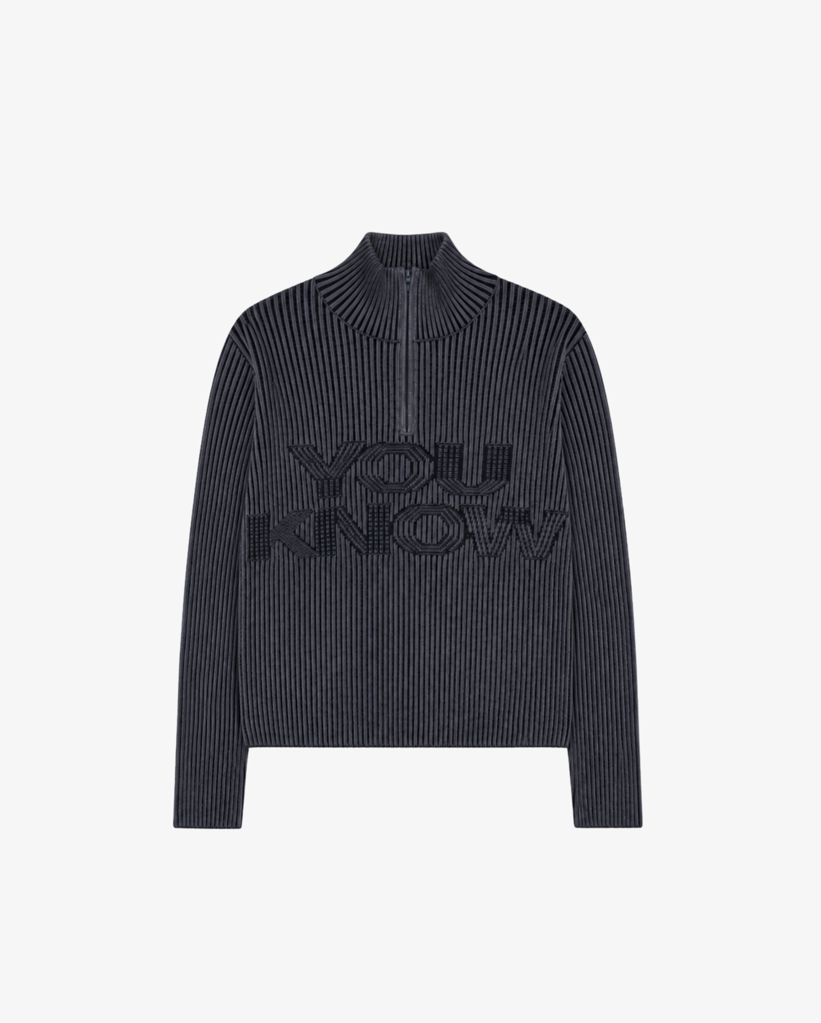 Rib Knit Quarter Zip | Dark Navy-1