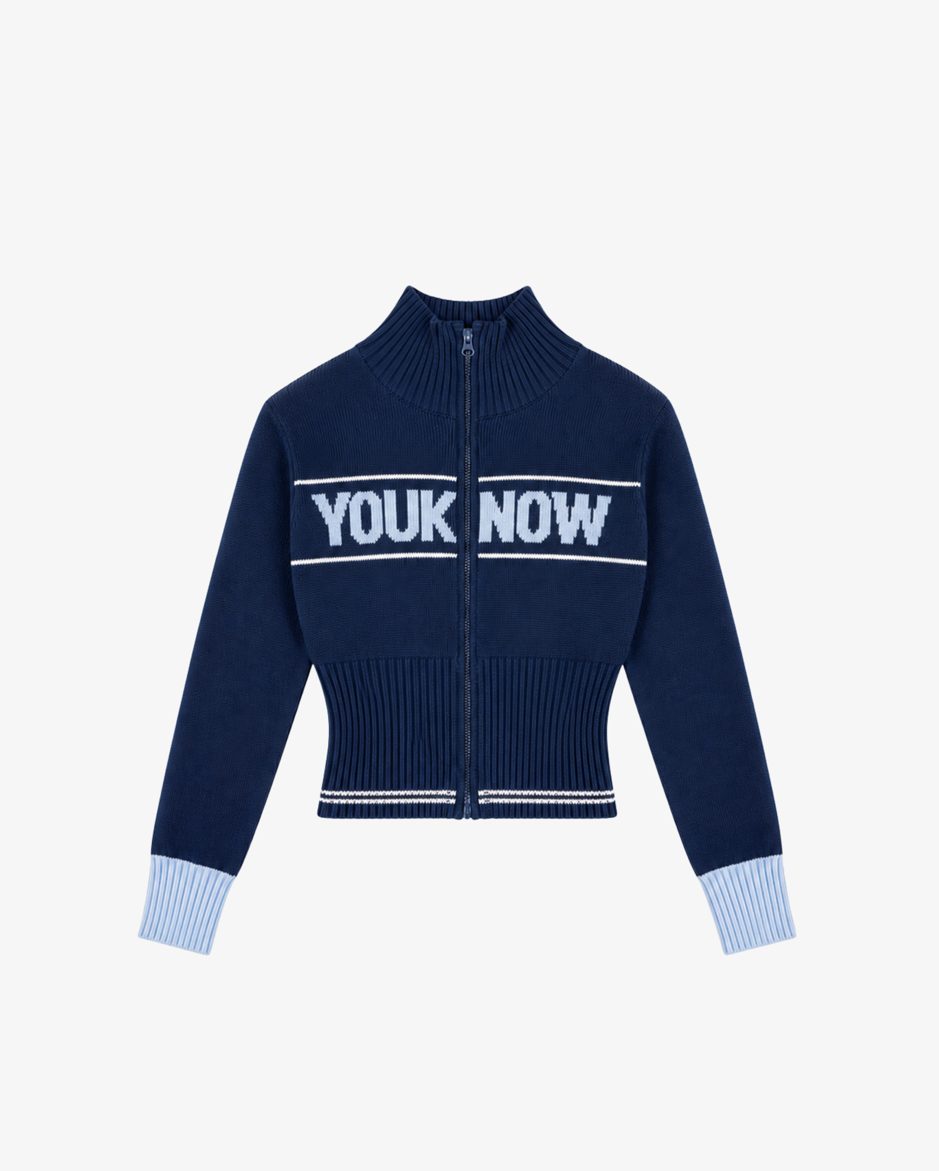 Women's Fitted Knit Zip Up | Navy-1