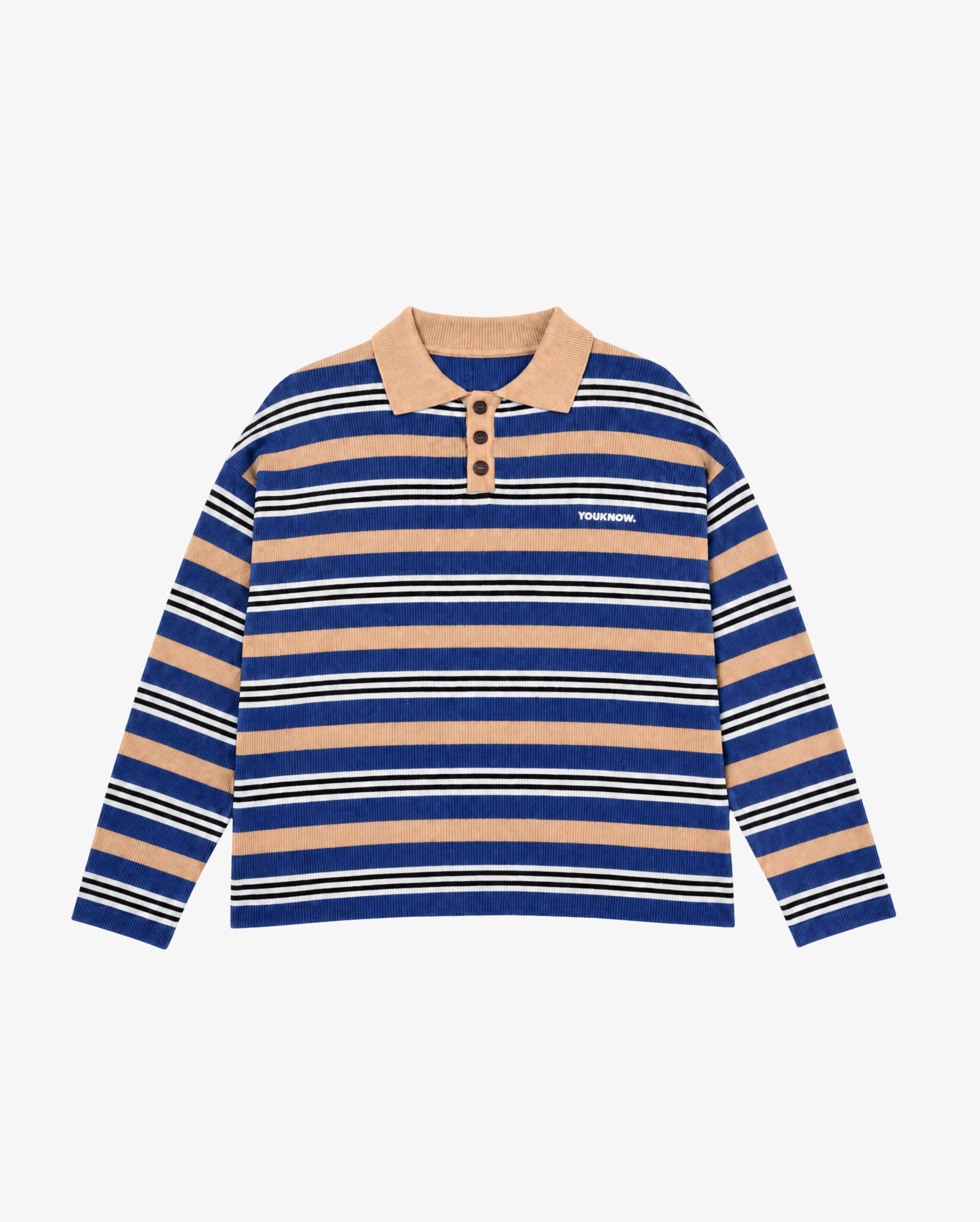 Knit Polo Sweater | Beige Stripe-1