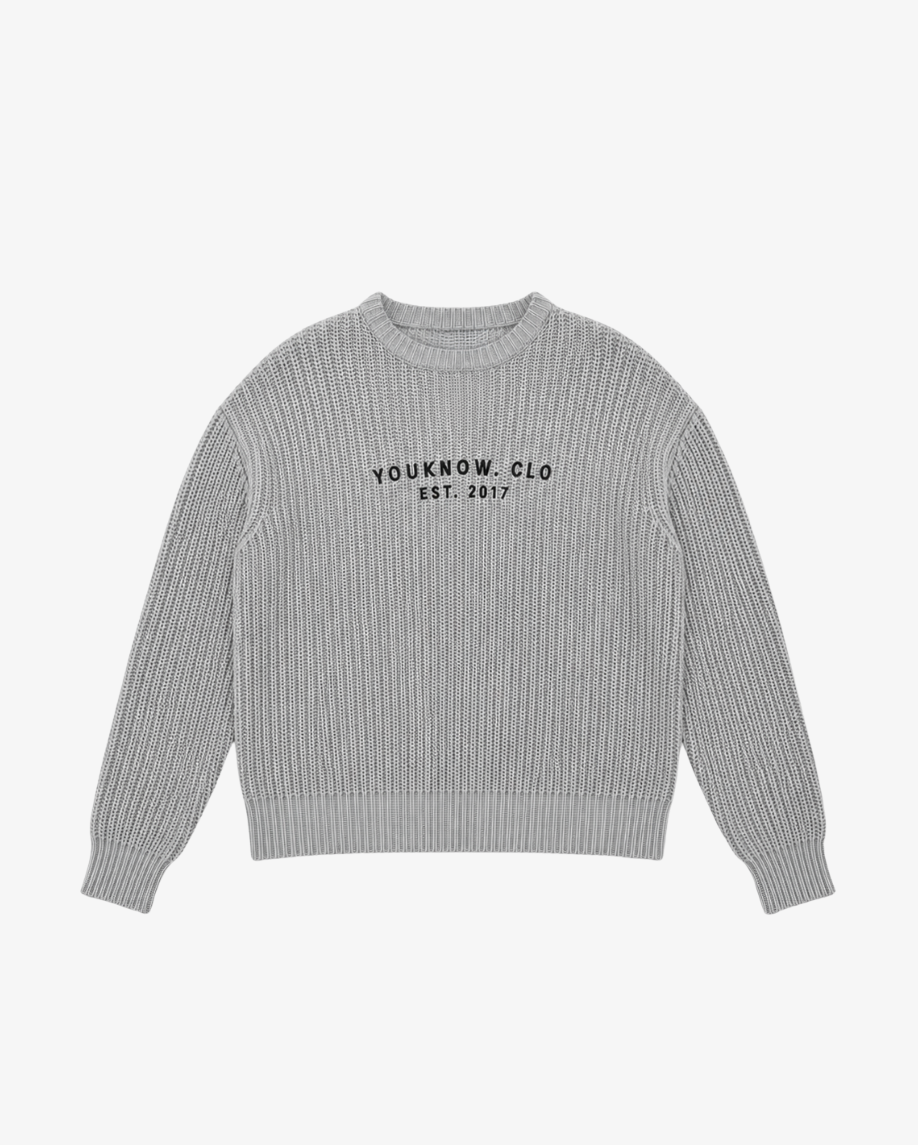 Knit Chunky Crew Sweater | Grey-1