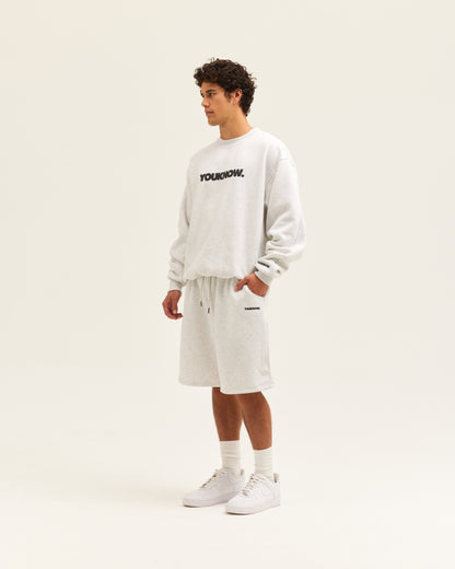 Block Crewneck | White Marle