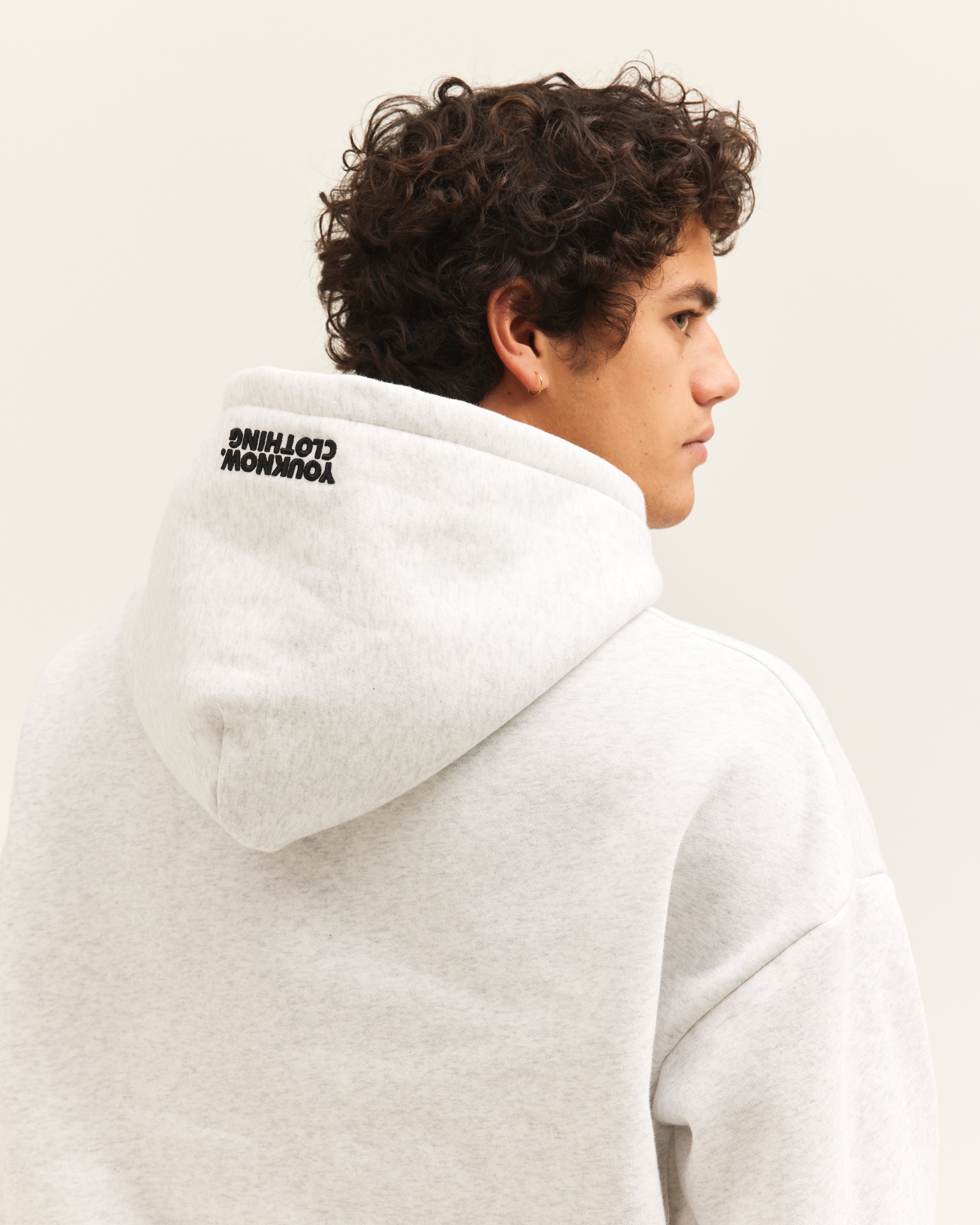 Block Hoodie | White Marle