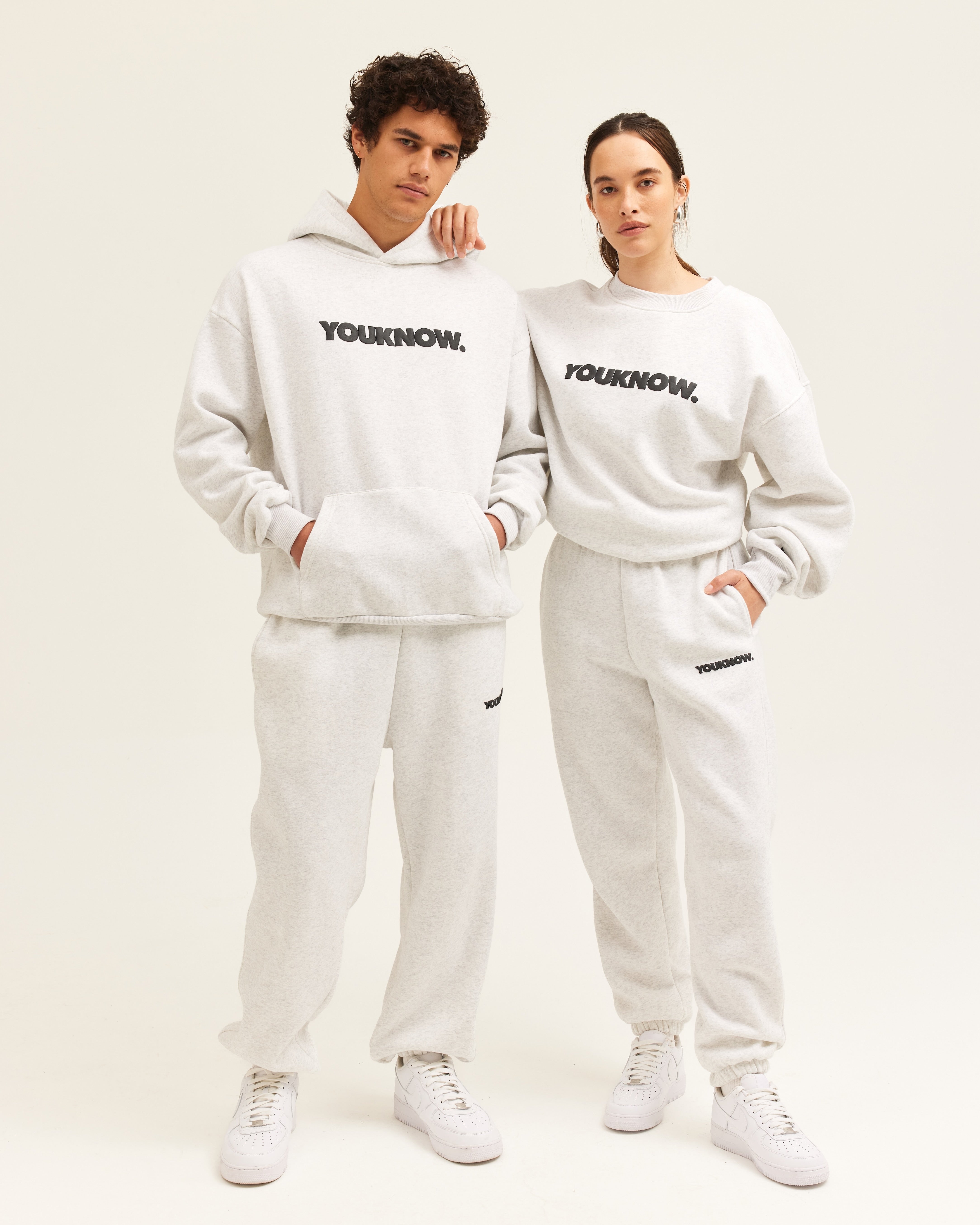 Block Hoodie | White Marle