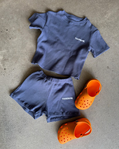 Kids Waffle Set | Denim Blue