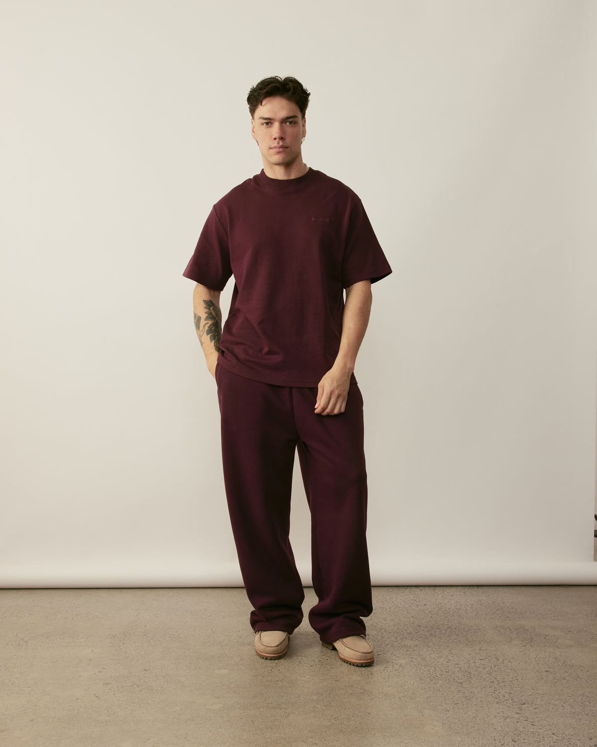 Core Essentials Relaxed Tee | Burgundy-3