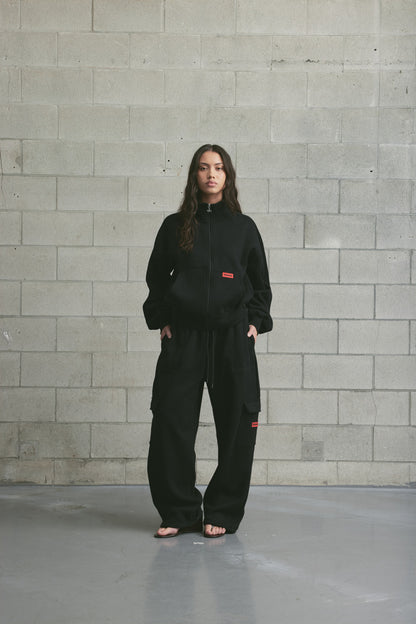 Brushed Fleece Cargo Sweatpant | Black