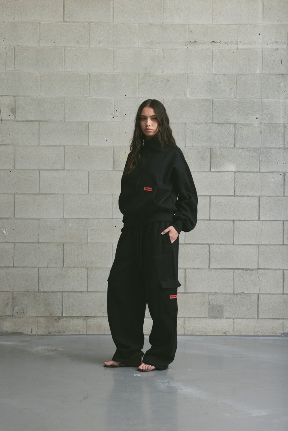 Brushed Fleece Track Jacket | Black