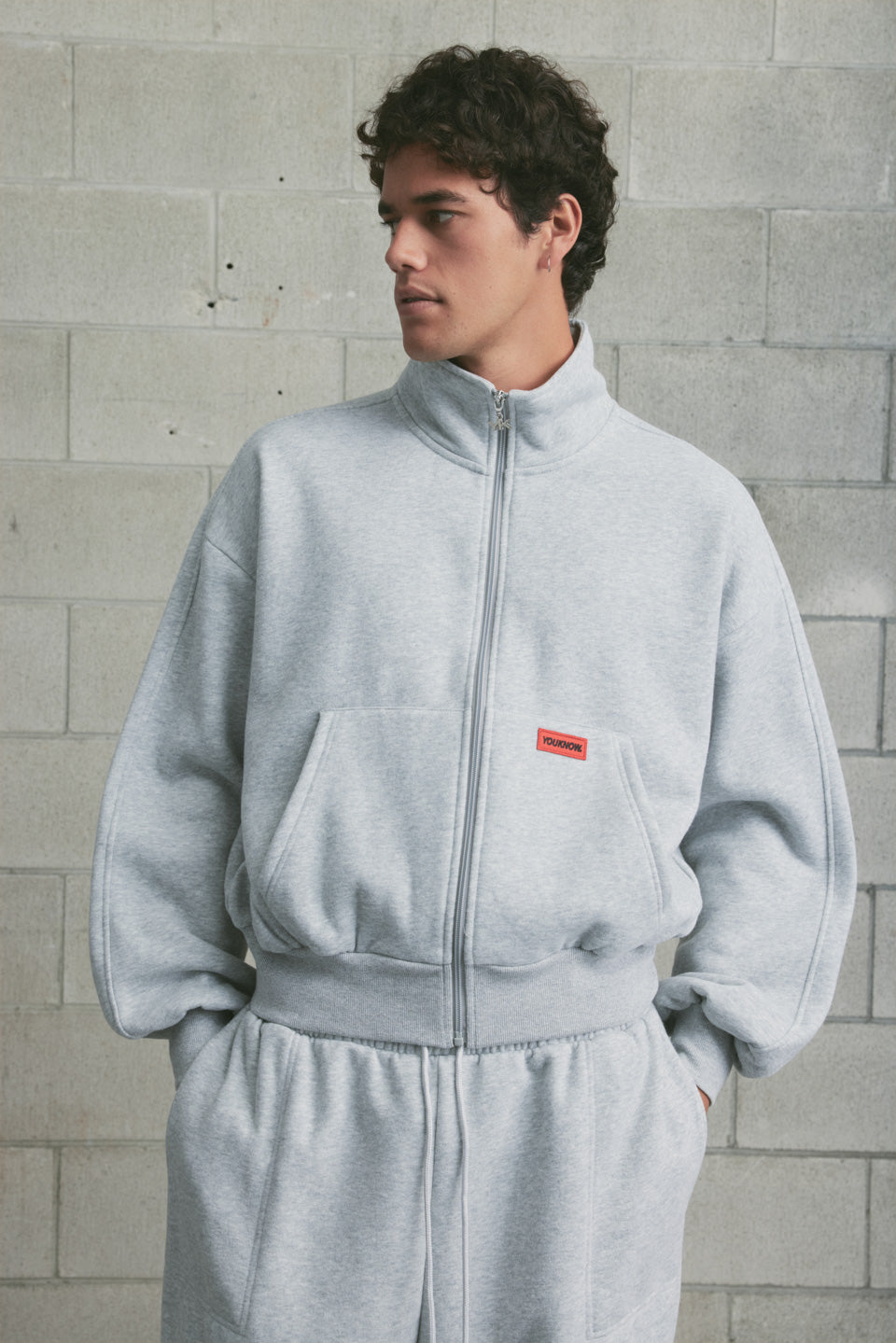 Brushed Fleece Track Jacket | GREY MARLE