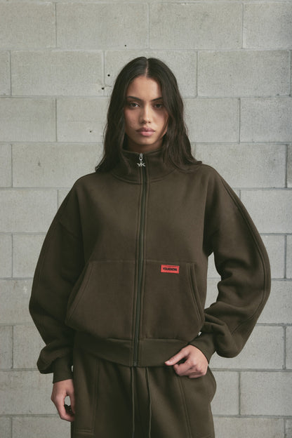 Brushed Fleece Track Jacket | Dark Olive