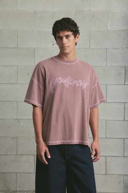 Contrast Stitch Tee | Brown