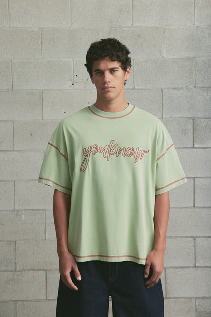 Contrast Stitch Tee | Washed Green