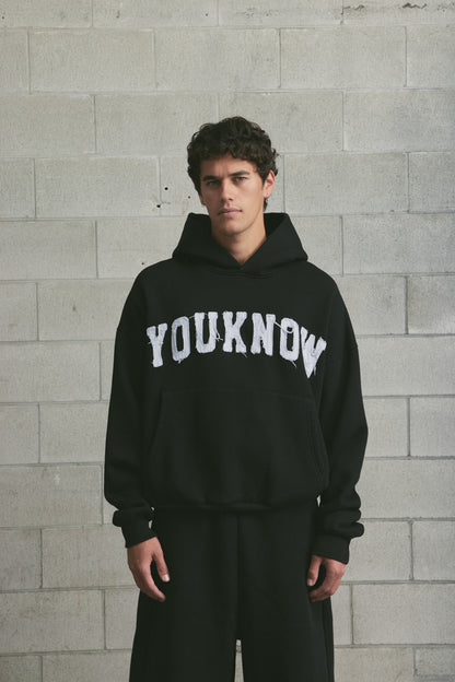 Cotton Applique Hoodie | Black