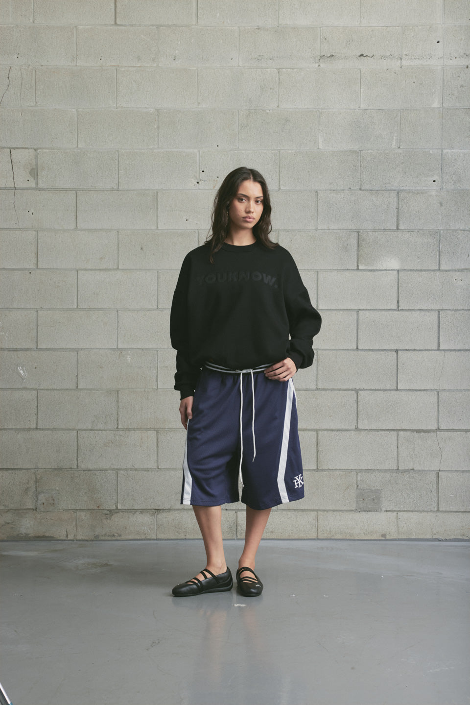 Applique Block Crew | Black/Black