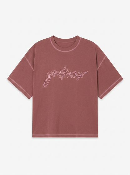Contrast Stitch Tee | Brown